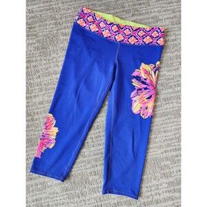 Lilly Pulitzer Luxletic Summer Sunset Weekender cropped leggings blue size L
